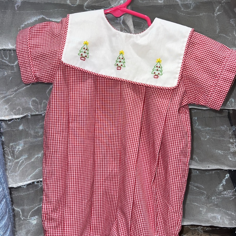 Festive Red Gingham Baby Romper